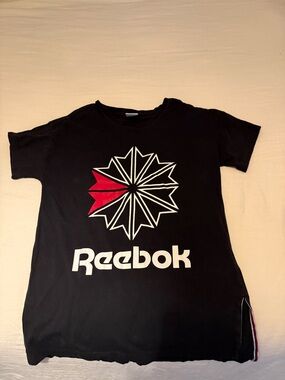 Reebok Black Tee with White Logo and Red Accent